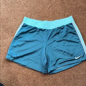 Nike Women's Teal and Light Blue Athletic Shorts
